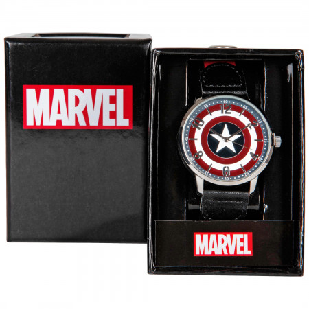 Marvel Comics Captain America's Shield Watch with Leather Band